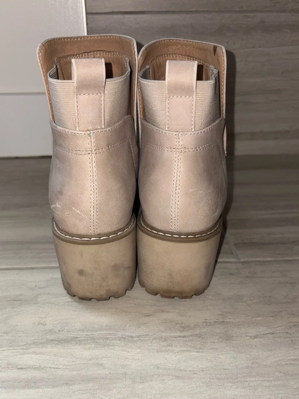 Women’s Neutral Suede Platform Tan Chelsea Boots